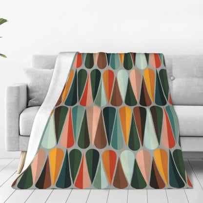 Mid Century Retro Abstract Plush Throw Blanket - 80x60 Inches - Cozy Fleece for Sofa Couch Bed - Variation of THIS listing