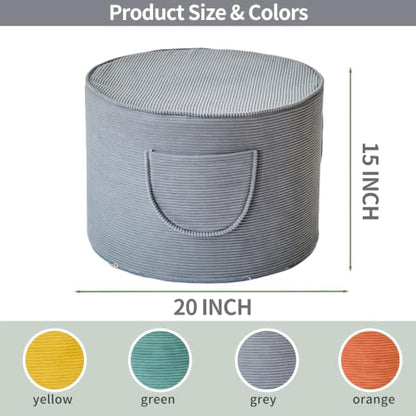 iYKYK Grey Pouf Ottoman Coffee Table Foot Rest 20x15 in - Velvet Cover