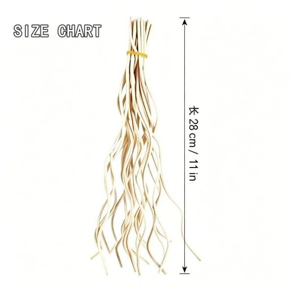 Natural Rattan Reed Diffuser Sticks - Wavy Aromatherapy Refills - Set of 10