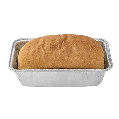 Restaurantware Pastry Tek 8.5 x 4.3 Inch Bread Pans 25 Oven-Ready Foil Pans - 2 LB Freezable Silver Aluminum Disposable Baking Pans Stackable For Meatloafs Banana Breads Or Pound Cakes