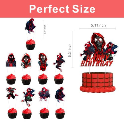 25pcs Cartoon Cake Toppers & Cupcake Decorations for Birthday Party