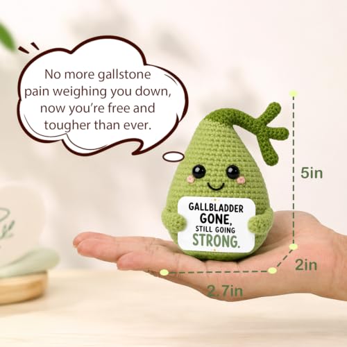 Gallbladder Surgery Removal Gifts - Handmade Crochet Plush with Encouragement Card - Recovery Get Well Soon Gift for Women Men