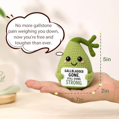 Gallbladder Surgery Removal Gifts - Handmade Crochet Plush with Encouragement Card - Recovery Get Well Soon Gift for Women Men