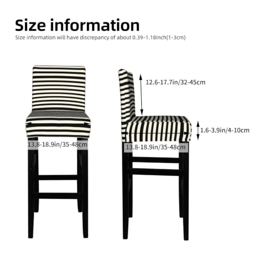 Bar Stool Covers with Back Slipcovers Black White Stripes One Piece