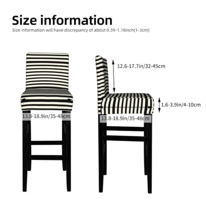 Bar Stool Covers with Back Slipcovers Black White Stripes One Piece