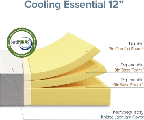 Zinus 12 Inch King Cooling Essential Foam Mattress, Affordable Quality, Certified Safe Materials