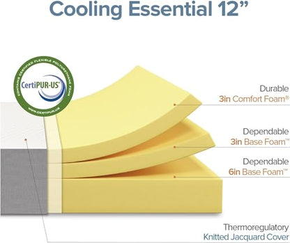 Zinus 12 Inch King Cooling Essential Foam Mattress, Affordable Quality, Certified Safe Materials