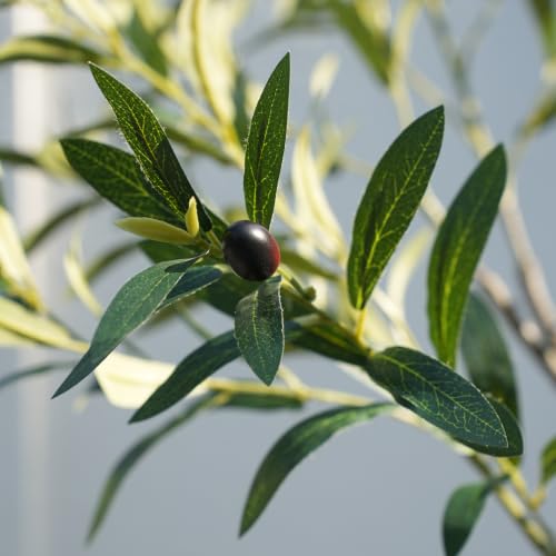 Artificial Olive Tree 5FT with White Planter - Faux Indoor Plant, Green