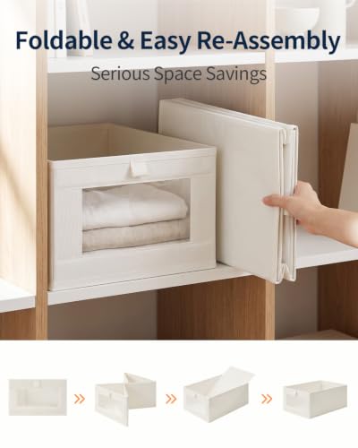 Yecaye Linen Closet Organizers with Transparent Window 6 Pack - Large Foldable Storage Bins