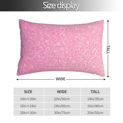 Pink Ribbon Breast Cancer Awareness Pillow Protector 14x20 Inches