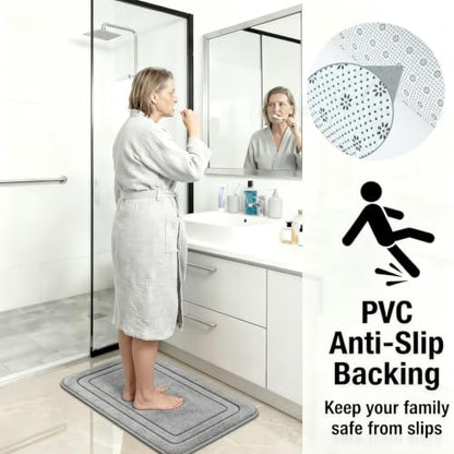3 Piece Memory Foam Bathroom Rug Set - Ultra Soft Non Slip Quick Dry Bath Mats