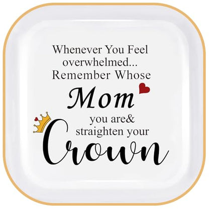 Mom Gifts from Daughter - Elegant Ring Dish for Mom with Encouraging Quote - Mother's Day, Birthday, Christmas Gift - Variation: Straighten Your Crown