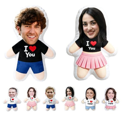Custom Face Pillow - Personalized Plush Doll Gift for Couple 8in