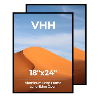 18x24 Inch Snap Poster Frame Pack - Black Aluminum with Plexiglass