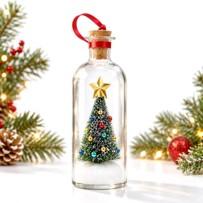 Recordable Christmas Tree Ornament with Snow Scene - Personal Message Bottle