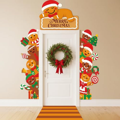 Gingerbread Door Decorations Brown Banner Runner Christmas Porch Sign - Namalu