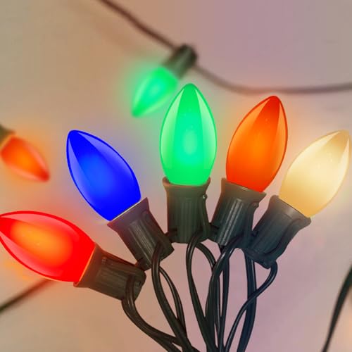 Outdoor C9 LED Christmas Lights 25Ft Multicolor String Waterproof with 26 Bulbs - Variation of THIS listing