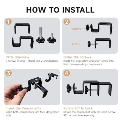 Over Blinds Curtain Rod Brackets for Outside-Mount Blinds - Black 2-Pack