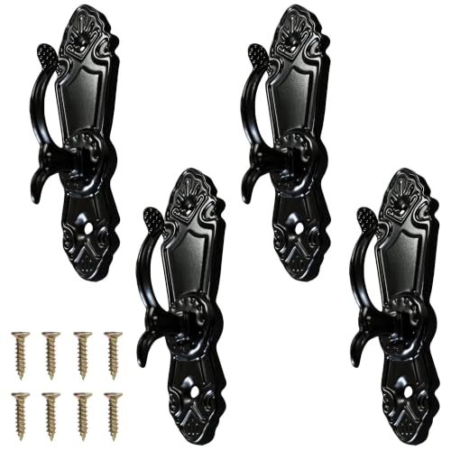 Matte Black Curtain Holdbacks 4-Pack Vintage Zinc-Iron Reinforced Tiebacks