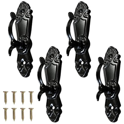 Matte Black Curtain Holdbacks 4-Pack Vintage Zinc-Iron Reinforced Tiebacks