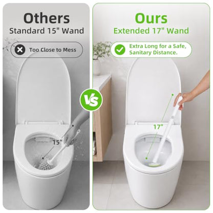 Disposable Toilet Bowl Brush and Holder Set with 36 Refills - Hygienic & Touchless Cleaning