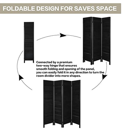 Freestanding Louvered Wood Room Divider - Foldable Multi-Panel Privacy Screen