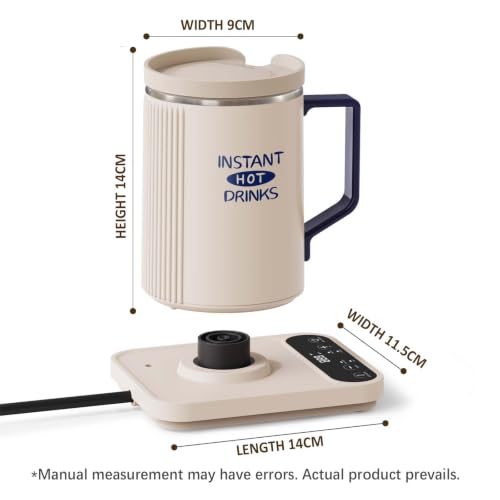 Beige Electric Coffee Mug Warmer 400ml 300W Rapid Water Boiler with Digital Temp Control