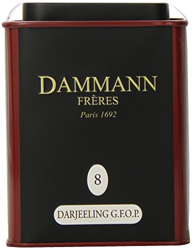 Dammann Freres Loose Leaf, India Darjeeling Premium Gourmet Black French Tea, Peach, Almond Flavors, 3.52 Ounce Tin