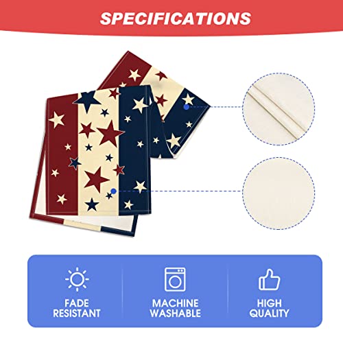 Stars and Stripes 4th of July Table Runner - Red, Beige, Blue, 13x48 Inch Patriotic Home Decor