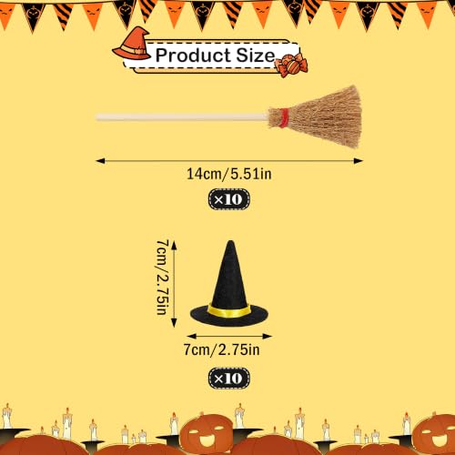 Mini Witch Hats & Brooms Set Halloween Hanging Party Decor - Halloween C