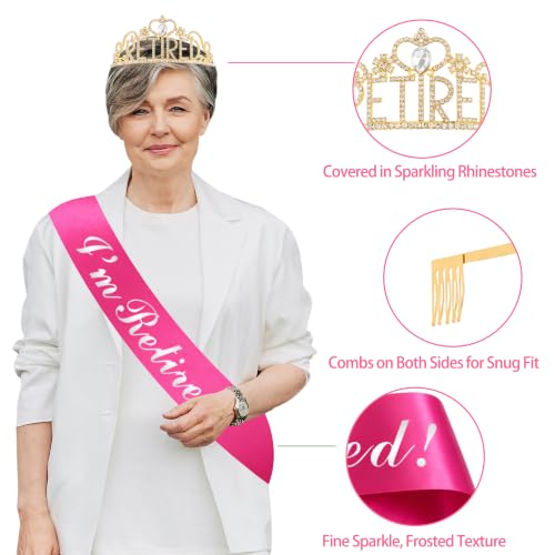 Holkcog Pink Orange Retirement Party Decorations Set - Banner, Balloons, Fans