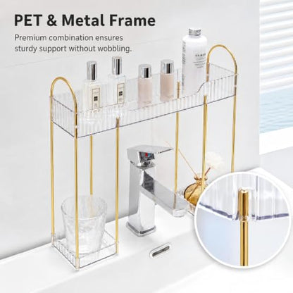 Bathroom Countertop Organizer Rack 2-Tier Vanity Storage Shelf Amber