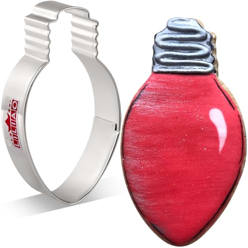 Christmas Light Bulb Cookie Cutter 2 x 3.4 Inches Food Safe Stainless Steel