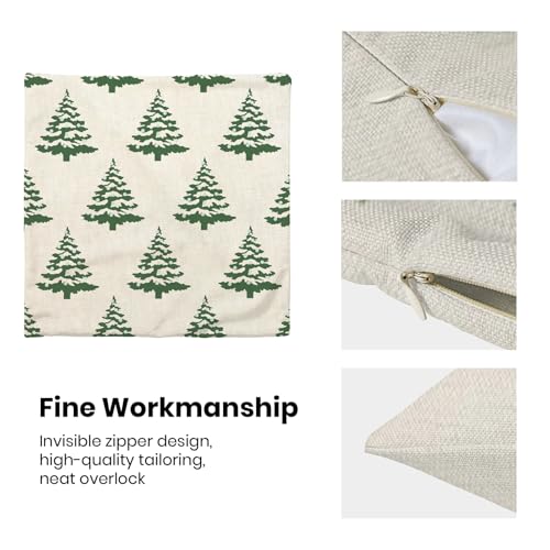 Christmas Green Tree Pillow Covers 18x18 Set of 2 - Winter Holiday Decor