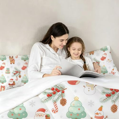 Christmas Cartoon Kids Twin Size Comforter Set - Holiday Bedding