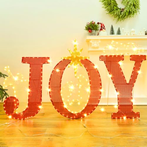 Large Outdoor Nativity Scene Christmas Decorations with Lighted Joy Sign - Weatherproof Yard Display