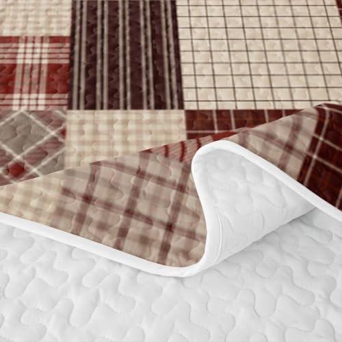 Burgundy Brown Patchwork Quilted Bedspread Set - Full Size