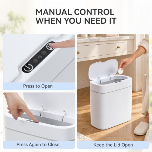 Automatic Bathroom Trash Can with Lid and Motion Sensor 3.2 Gallon