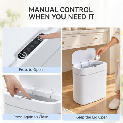 Automatic Bathroom Trash Can with Lid and Motion Sensor 3.2 Gallon