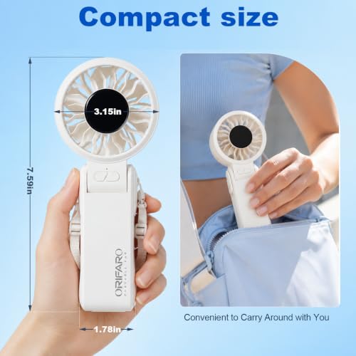 Charcoal Gray Multi-Angle Foldable Handheld Fan with 18H Cooling & 5000mAh Battery