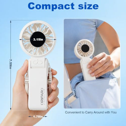 Charcoal Gray Multi-Angle Foldable Handheld Fan with 18H Cooling & 5000mAh Battery
