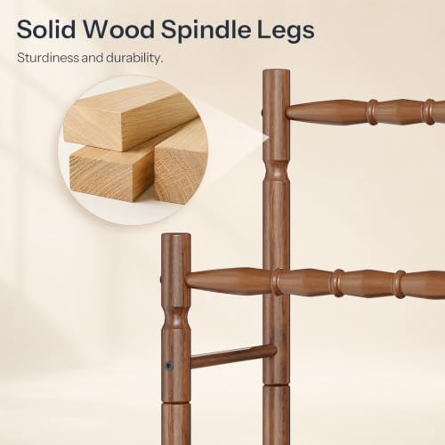 Walnut 2-Tier Freestanding Towel Rack Stand with Wood Legs and Bars
