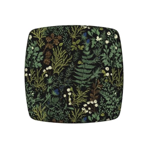 Green Botanical Chair Seat Covers Set of 2 - Waterproof & Elastic Dining Chair Protectors (Black & Green, 9"x7")