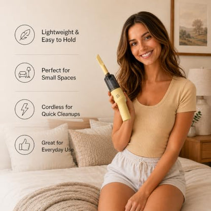 Mini Cordless Handheld Vacuum Cleaner for Car and Sofa - Rechargeable, Yellow