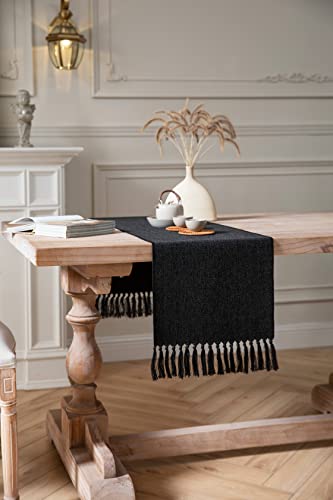 Classic Burlap & Black Table Runner 36x13 Inches Rustic Farmhouse Decor - Variation of THIS listing