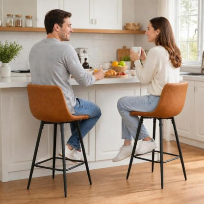Garvee Counter Height Bar Stools Set of 3 Whiskey Brown 24 Inch