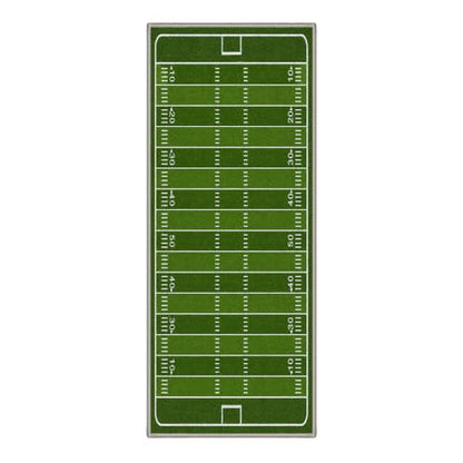 Bavni 2x5 Football Field Runner Rug - Washable Green Sports Carpet