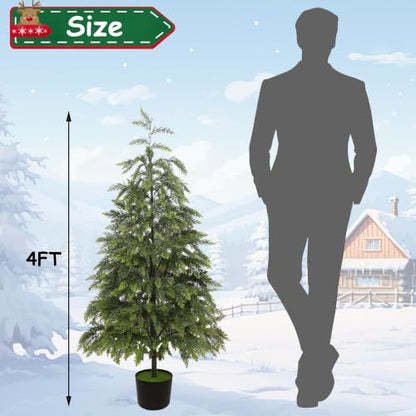 Cedar Christmas Tree with Lights - 4FT Artificial Potted Tree, Outdoor Decor - Variation of THIS listing