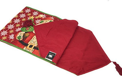 Santa Tapestry Table Runner - Christmas Holiday Decor, Red & Green, 13 x 72 (Variation of THIS listing)