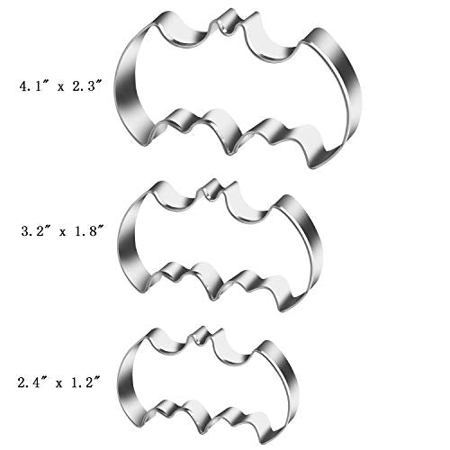 3 Pack Stainless Steel Bat Shape Cookie Cutters Set Halloween Biscuit Cutter - Var of THIS listing